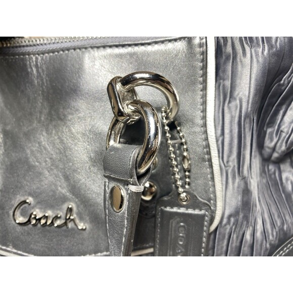 Coach Leather Satchel Purse Bag F20084 Ashley Madison Pleated Gray Pink Lining - Picture 15 of 16